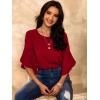 imageWomens Ruffle 34 Length Sleeve Tops 2025 Trendy Summer Dressy Casual Chiffon Blouses Loose Fit Work ShirtsRed