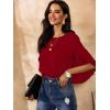 imageWomens Ruffle 34 Length Sleeve Tops 2025 Trendy Summer Dressy Casual Chiffon Blouses Loose Fit Work ShirtsRed