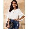 imageWomens Ruffle 34 Length Sleeve Tops 2025 Trendy Summer Dressy Casual Chiffon Blouses Loose Fit Work ShirtsWhite