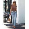 imageWomens Ruffle Short Sleeve Summer Tops Casual Slim Fit Ribbed Knit Tank Blouses 2025 Trendy Going Out T ShirtsBrown