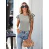 imageWomens Ruffle Short Sleeve Summer Tops Casual Slim Fit Ribbed Knit Tank Blouses 2025 Trendy Going Out T ShirtsGrey