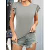 imageWomens Ruffle Short Sleeve Summer Tops Casual Slim Fit Ribbed Knit Tank Blouses 2025 Trendy Going Out T ShirtsGrey