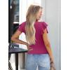 imageWomens Ruffle Short Sleeve Summer Tops Casual Slim Fit Ribbed Knit Tank Blouses 2025 Trendy Going Out T ShirtsHot Pink