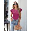 imageWomens Ruffle Short Sleeve Summer Tops Casual Slim Fit Ribbed Knit Tank Blouses 2025 Trendy Going Out T ShirtsHot Pink
