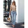 imageWomens Ruffle Short Sleeve Summer Tops Casual Slim Fit Ribbed Knit Tank Blouses 2025 Trendy Going Out T ShirtsLight Brown