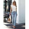 imageWomens Ruffle Short Sleeve Summer Tops Casual Slim Fit Ribbed Knit Tank Blouses 2025 Trendy Going Out T ShirtsWhite