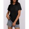 imageWomens Short Sleeve Tops Pleated Crewneck Loose Fit T Shirt Business Casual Dressy Work Shirts 2025 Summer BlousesBlack