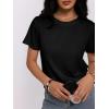 imageWomens Short Sleeve Tops Pleated Crewneck Loose Fit T Shirt Business Casual Dressy Work Shirts 2025 Summer BlousesBlack