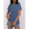 imageWomens Short Sleeve Tops Pleated Crewneck Loose Fit T Shirt Business Casual Dressy Work Shirts 2025 Summer BlousesBlue