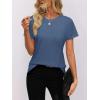 imageWomens Short Sleeve Tops Pleated Crewneck Loose Fit T Shirt Business Casual Dressy Work Shirts 2025 Summer BlousesBlue