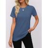 imageWomens Short Sleeve Tops Pleated Crewneck Loose Fit T Shirt Business Casual Dressy Work Shirts 2025 Summer BlousesBlue