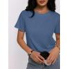 imageWomens Short Sleeve Tops Pleated Crewneck Loose Fit T Shirt Business Casual Dressy Work Shirts 2025 Summer BlousesBlue