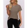 imageWomens Short Sleeve Tops Pleated Crewneck Loose Fit T Shirt Business Casual Dressy Work Shirts 2025 Summer BlousesBrown