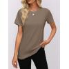 imageWomens Short Sleeve Tops Pleated Crewneck Loose Fit T Shirt Business Casual Dressy Work Shirts 2025 Summer BlousesBrown