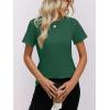 imageWomens Short Sleeve Tops Pleated Crewneck Loose Fit T Shirt Business Casual Dressy Work Shirts 2025 Summer BlousesGreen