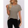 imageWomens Short Sleeve Tops Pleated Crewneck Loose Fit T Shirt Business Casual Dressy Work Shirts 2025 Summer BlousesGrey