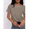 imageWomens Short Sleeve Tops Pleated Crewneck Loose Fit T Shirt Business Casual Dressy Work Shirts 2025 Summer BlousesGrey