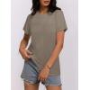 imageWomens Short Sleeve Tops Pleated Crewneck Loose Fit T Shirt Business Casual Dressy Work Shirts 2025 Summer BlousesGrey
