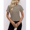 imageWomens Short Sleeve Tops Pleated Crewneck Loose Fit T Shirt Business Casual Dressy Work Shirts 2025 Summer BlousesGrey