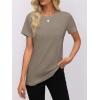 imageWomens Short Sleeve Tops Pleated Crewneck Loose Fit T Shirt Business Casual Dressy Work Shirts 2025 Summer BlousesGrey