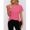 imageWomens Short Sleeve Tops Pleated Crewneck Loose Fit T Shirt Business Casual Dressy Work Shirts 2025 Summer BlousesHot Pink