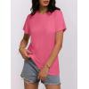 imageWomens Short Sleeve Tops Pleated Crewneck Loose Fit T Shirt Business Casual Dressy Work Shirts 2025 Summer BlousesHot Pink