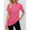 imageWomens Short Sleeve Tops Pleated Crewneck Loose Fit T Shirt Business Casual Dressy Work Shirts 2025 Summer BlousesHot Pink