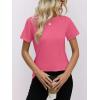 imageWomens Short Sleeve Tops Pleated Crewneck Loose Fit T Shirt Business Casual Dressy Work Shirts 2025 Summer BlousesHot Pink