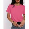imageWomens Short Sleeve Tops Pleated Crewneck Loose Fit T Shirt Business Casual Dressy Work Shirts 2025 Summer BlousesHot Pink