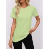 imageWomens Short Sleeve Tops Pleated Crewneck Loose Fit T Shirt Business Casual Dressy Work Shirts 2025 Summer BlousesLight Green