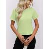 imageWomens Short Sleeve Tops Pleated Crewneck Loose Fit T Shirt Business Casual Dressy Work Shirts 2025 Summer BlousesLight Green