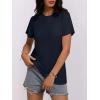 imageWomens Short Sleeve Tops Pleated Crewneck Loose Fit T Shirt Business Casual Dressy Work Shirts 2025 Summer BlousesNavy