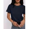 imageWomens Short Sleeve Tops Pleated Crewneck Loose Fit T Shirt Business Casual Dressy Work Shirts 2025 Summer BlousesNavy