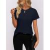 imageWomens Short Sleeve Tops Pleated Crewneck Loose Fit T Shirt Business Casual Dressy Work Shirts 2025 Summer BlousesNavy