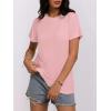 imageWomens Short Sleeve Tops Pleated Crewneck Loose Fit T Shirt Business Casual Dressy Work Shirts 2025 Summer BlousesPink
