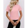 imageWomens Short Sleeve Tops Pleated Crewneck Loose Fit T Shirt Business Casual Dressy Work Shirts 2025 Summer BlousesPink