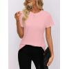 imageWomens Short Sleeve Tops Pleated Crewneck Loose Fit T Shirt Business Casual Dressy Work Shirts 2025 Summer BlousesPink