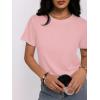 imageWomens Short Sleeve Tops Pleated Crewneck Loose Fit T Shirt Business Casual Dressy Work Shirts 2025 Summer BlousesPink