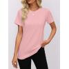 imageWomens Short Sleeve Tops Pleated Crewneck Loose Fit T Shirt Business Casual Dressy Work Shirts 2025 Summer BlousesPink