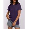 imageWomens Short Sleeve Tops Pleated Crewneck Loose Fit T Shirt Business Casual Dressy Work Shirts 2025 Summer BlousesPurple