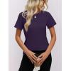 imageWomens Short Sleeve Tops Pleated Crewneck Loose Fit T Shirt Business Casual Dressy Work Shirts 2025 Summer BlousesPurple