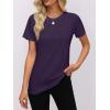 imageWomens Short Sleeve Tops Pleated Crewneck Loose Fit T Shirt Business Casual Dressy Work Shirts 2025 Summer BlousesPurple