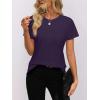 imageWomens Short Sleeve Tops Pleated Crewneck Loose Fit T Shirt Business Casual Dressy Work Shirts 2025 Summer BlousesPurple