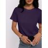 imageWomens Short Sleeve Tops Pleated Crewneck Loose Fit T Shirt Business Casual Dressy Work Shirts 2025 Summer BlousesPurple