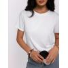 imageWomens Short Sleeve Tops Pleated Crewneck Loose Fit T Shirt Business Casual Dressy Work Shirts 2025 Summer BlousesWhite