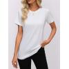 imageWomens Short Sleeve Tops Pleated Crewneck Loose Fit T Shirt Business Casual Dressy Work Shirts 2025 Summer BlousesWhite