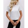 imageWomens Short Sleeve Tops Pleated Crewneck Loose Fit T Shirt Business Casual Dressy Work Shirts 2025 Summer BlousesWhite