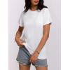 imageWomens Short Sleeve Tops Pleated Crewneck Loose Fit T Shirt Business Casual Dressy Work Shirts 2025 Summer BlousesWhite