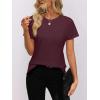imageWomens Short Sleeve Tops Pleated Crewneck Loose Fit T Shirt Business Casual Dressy Work Shirts 2025 Summer BlousesWine Red