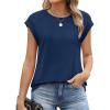 imageSAMPEEL Womens Tops Summer Dressy Casual Raglan Cap Sleeve T Shirts Basic Tee Shirts Trendy 2025Navy Blue